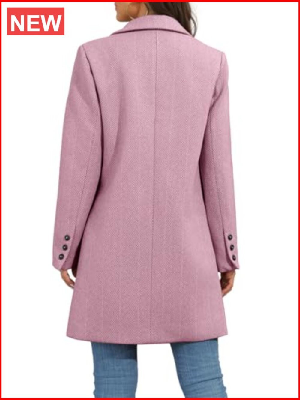 Notch Lapel Double Breasted Trench Coat Peacoat Winter Long Blazer Jacket - Picture 4 of 7